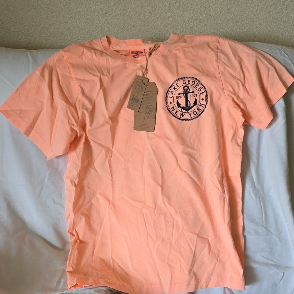 Size Medium Lake George Anchor Pocket Tee - Coral Peach